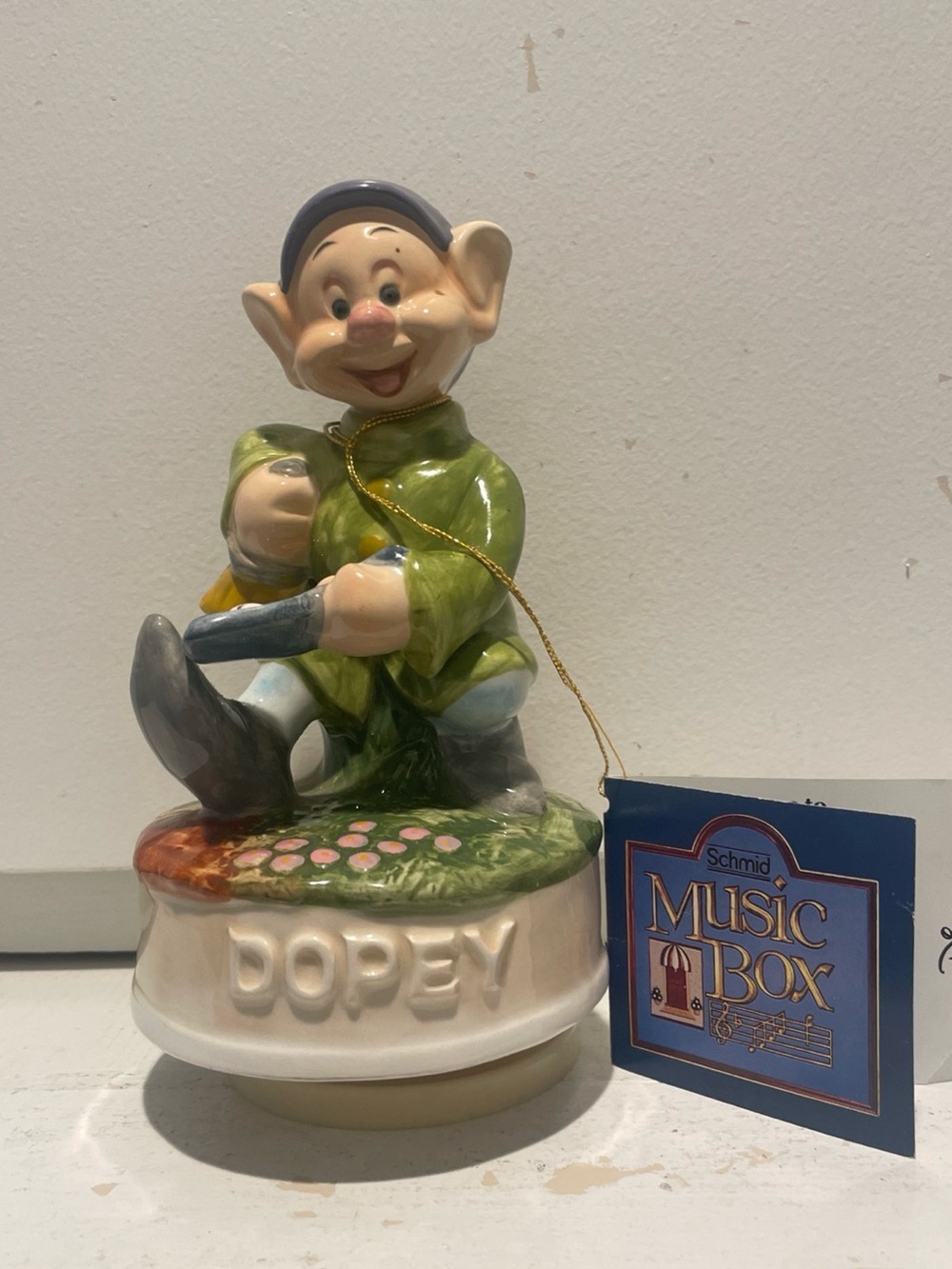 Disney Dopey Figurine Music Box - Green, Cream, Blue